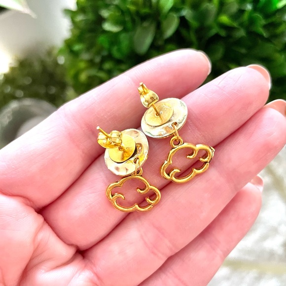 Gold Cloud Earrings - Picture 6 of 6